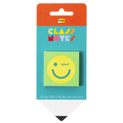 Post-it® Cute Sticky Notes, 1.9 x 1.9 in, 1 Pad, 100 Sheets/Pad, Green & Yellow Notes with Smiley Face and Nice Header, Back to School Supplies