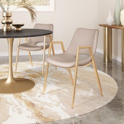 ZUO Desi Dining Chairs, Beige/Gold, Set Of 2 Chairs