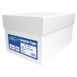 Alliance Continuous Feed Computer Paper, 12" x 8-1/2", White, 18 lb