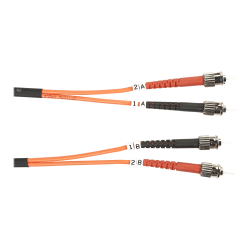 Black Box Fiber Optic Duplex Patch Network Cable - First End: 2 x ST Male Network - Second End: 2 x ST Male Network - 10 Gbit/s - Patch Cable - OFNR - 62.5/125 µm - Orange