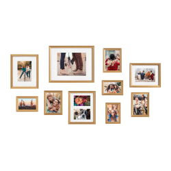 Uniek Kate And Laurel Adlynn Photo Frame Set, Assorted Sizes, Traditional Glam Gold, Set Of 10