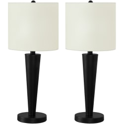 Monarch Specialties Shawn Table Lamps, 24"H, Ivory/Black, Set Of 2 Lamps