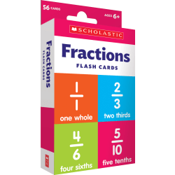 Scholastic Fractions Flash Cards, 6-5/16"H x 3-7/16"W, 2nd Grade, Pack Of 56 Cards