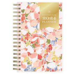 2024 Day Designer Weekly/Monthly Planning Calendar, 3-5/8" x 6-1/8", Petals, January To December