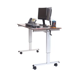 Luxor Crank 60"W Adjustable Stand Up Desk, Dark Walnut/Silver