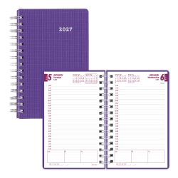 2027 Brownline DuraFlex Daily/Monthly Appointment Planner, 8" x 5", 100% Recycled, Purple, January To December, CB634V.PUR, Total Qty 1