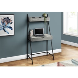 Monarch Specialties Junior 32"W Ladder Style Computer Desk With 2-TiersAnd 4 Drawers, Gray/Black