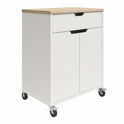 Ameriwood™ Home Systembuild Evolution Versa 1-Drawer Storage Cart With Locking Casters, 35-9/16" x 27-11/16", White/Weathered Oak