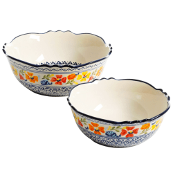 Gibson Home Luxembourg 2-Piece Stoneware Bowl Set, Multicolor