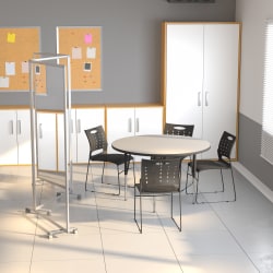 Flash Furniture Transparent Acrylic Mobile Partition With Lockable Casters, 72-3/16"H x 71"W x 14"D, Clear