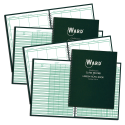 WARD Combination 9-10 Week Class Record + 8 Period Lesson Plan Book, Pack Of 2