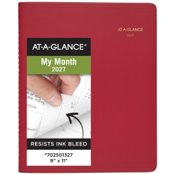 AT-A-GLANCE® 2027 15-Month Monthly Planner, Red, Large, 9" x 11"