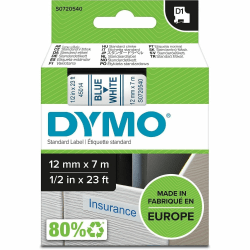 Dymo D1 Electronic Tape Cartridge - 1/2" Width x 23 ft Length - Blue, White - Easy Peel, Durable - 1 Each