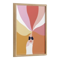 Kate and Laurel Blake Non-Magnetic Framed Dry-Erase Printed Glass, 18" x 24", Rainbow Girl by Dominique Vari, Natural Plastic Frame