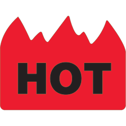 Tape Logic® Flame Labels, DL1399, Hot (Bill of Lading), 1 1/2" x 2", Red/Black, Roll Of 500