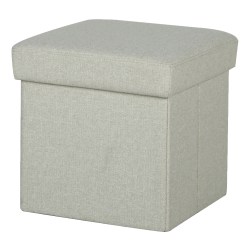 Realspace® Folding Cube Storage Footrest Ottoman Seat, 16"H x 16"W x 16"D, Cream