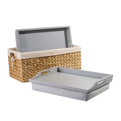 Rossie Home® Lap Tray With Pillow Basket Set, 4-1/8"H x 17-1/2"W x 4-1/8"D, Calming Gray, Set Of 2 Lap Trays