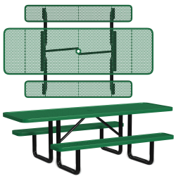 Leisure Craft Rectangle ADA Outdoor Picnic Table, 29-11/16"H x 96"W x 62"D, Black/Green