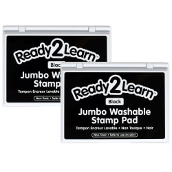 Ready 2 Learn Jumbo Washable Stamp Pads, 4-15/16" x 6-3/4", Black, Pack Of 2 Pads