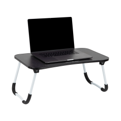 Mind Reader Woodland Collection Portable Laptop Desk with Folding Legs, 10-1/2" H x 13-3/4" W x 24-1/4" L, Black