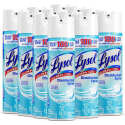 Lysol Crisp Linen Disinfectant Spray - 19 fl oz (0.6 quart) - Crisp Linen Scent - 12 / Carton - Easy to Use - Clear