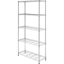Whitmor 5-Tier Supreme Shelves, 5 Tier(s), 72"H x 36"W x 14"D, Floor, Durable, Sturdy, Adjustable, Chrome, Steel, 1
