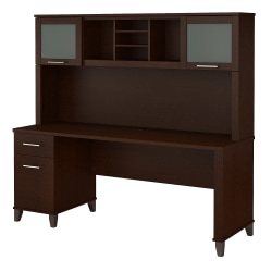 Bush Furniture Somerset Office Desk With Hutch, 72"W, Mocha Cherry, Standard Delivery