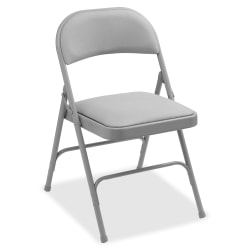Lorell® Padded Steel Folding Chairs, Beige, Set Of 4 Chairs