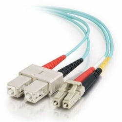C2G 1m LC-SC 10Gb 50/125 Duplex Multimode OM3 Fiber Cable - Aqua - 3ft - Patch cable - LC multi-mode (M) to SC mult - 33051