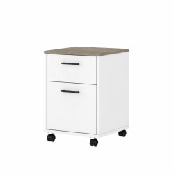 Bush Furniture Key West 2-Drawer Mobile File Cabinet, Shiplap Gray/Pure White, Standard Delivery