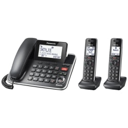 Panasonic® LinktoCell Dect 6.0 Expandable Corded/Cordless Phone With Digital Answering System And Smart Call Blocker, KX-TGF882B