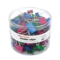 Office Depot® Brand Binder Clip Combo Pack, Assorted Sizes, Assorted Colors, Pack Of 200