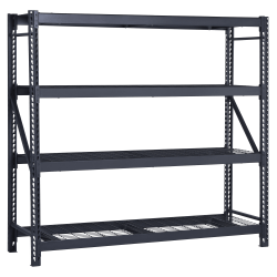 Edsal Muscle Rack™ Heavy Duty Welded Steel Storage Rack With Wire Decking, 4-Shelf, 72"H x 77"W x 24"D, Black