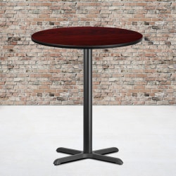 Flash Furniture Round Laminate Table Top With Bar Height Table Base, 43-3/16"H x 36"W x 36"D, Walnut