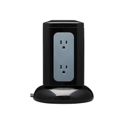 Tripp Lite 6-Outlet Surge Protector Tower, 3x USB-A, 1x USB-C, 8 ft. Cord, 5-15P Plug, 1800 Joules, Black - Surge protector - 15 A - AC 120 V - 1800 Watt - output connectors: 6 - 8 ft cord - gray, black