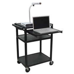 H. Wilson Audio/Visual Cart With Front Shelf And Electrical Assembly, 34"H x 24"W x 18"D, Black
