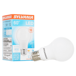 Sylvania A19 800 Lumens LED Bulbs, 8.5 Watt, 4100 Kelvin, Pack Of 6 LED Bulbs