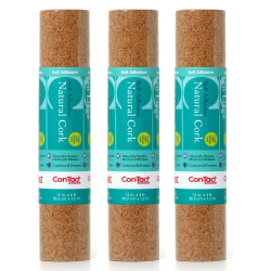 Kittrich Con-Tact Adhesive Rolls, 12" x 4', Cork, Pack Of 3 Rolls