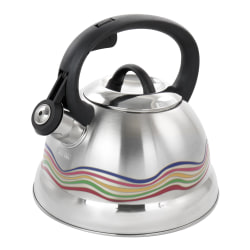 Mr. Coffee Cagliari Stainless-Steel Whistling Tea Kettle With Color Changing Exterior, 1.75 Qt, Multicolor