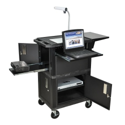 H. Wilson Ultimate Presentation Station With Locking Cabinets, Black
