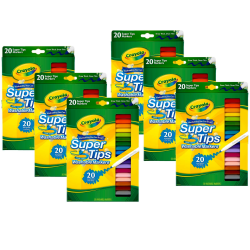 Crayola Washable Super Tips Markers, 20 Per Box, Set Of 6 Boxes