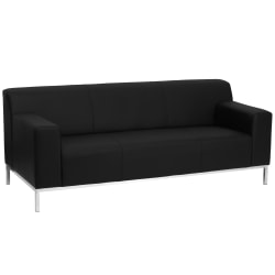 Flash Furniture HERCULES Definity Series Contemporary LeatherSoft Sofa with Line Stitching and Integrated Stainless Steel Frame, Black