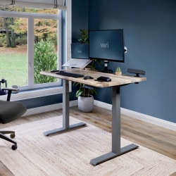 VARI Electric Standing Desk With ComfortEdge, 48"W, Reclaimed Wood