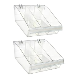 Azar Displays Small Deep Bin Tray Kits With Dividers, 5-3/4"H x 11-3/4"W x 12"D, Clear, Pack Of 2 Trays