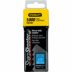 Stanley SharpShooter Heavy-Duty 1/2" Staples - Heavy Duty - 1/2" - 1/2" Leg - 3/8" Crown - Silver - 1000 / Box