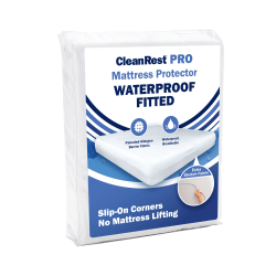 CleanRest Fitted Mattress Protectors, Hotel King, 80"L x 72"W x 21"D, White, Case Of 4 Protectors