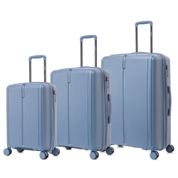 DUKAP Airley Polypropylene Expandable Rolling Luggage Set, Blue, Set Of 3 Pieces