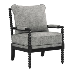Office Star Eliza Fabric/Wood Spindle Accent Chair, 37"H x 26-1/4"W x 32-1/4"D, Graphite