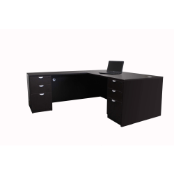 Boss Holland Series 66"W L-Shaped Corner Desk With Dual File Pedestals, Mocha