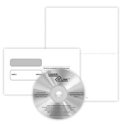 ComplyRight® W-2 Recipient Copy Only Tax Form Set, Blank, 2-Up, with Envelopes & LaserLink Software, Pack of 50